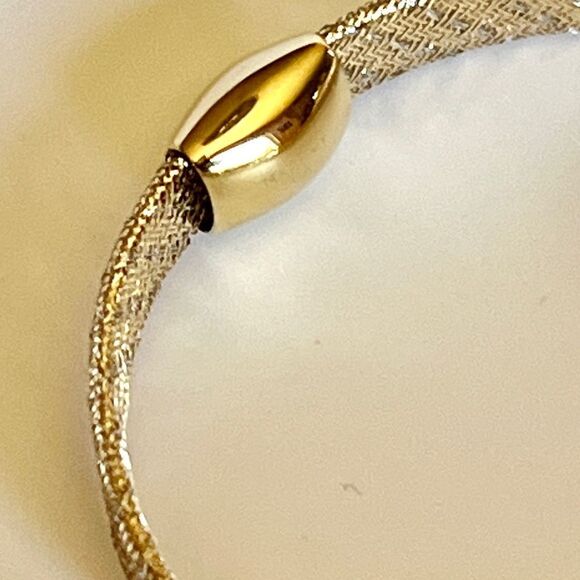 Leslie's 14K Two-tone Fancy Stretch Bangle Bracelet - Picture 6 of 11